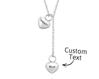 Collier double coeur personnalisé avec pendentif urne de cendres avec nom souvenir souvenir cadeau commémoratif pour elle