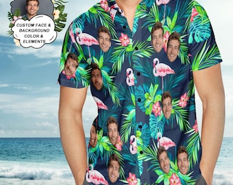 Camisa hawaiana personalizada con flamenco: atuendo tropical Aloha personalizado