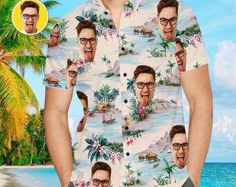 Camisa havaiana personalizada: estilo Aloha com montanhas e rios