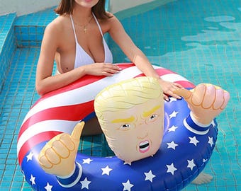 Flotador inflable para piscina con diseño de bandera de EE. UU. para playa, lago y piscina.