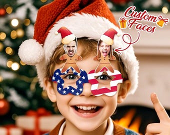 Gafas de foto personalizadas, marco de gafas navideñas para suministros de fiesta de Navidad, recuerdos, accesorios de fotos