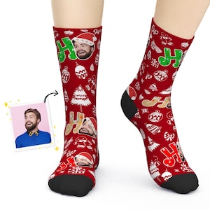 Custom Photo Christmas Socks Personalized Holiday Socks for Adults and Kids Available in 3 Colors Fun Festive Gift Winter Accessories