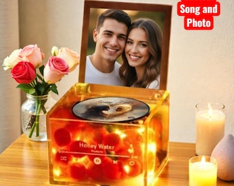 Caja de música personalizada con foto y pantalla LED, mini tocadiscos de recuerdo