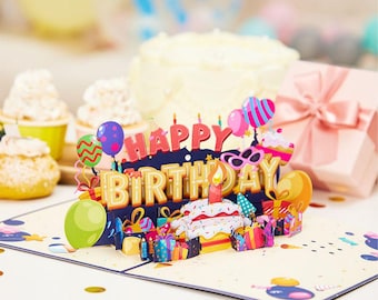 Tarjeta de cumpleaños 3D desplegable: luces, música y velas