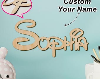 Letrero de madera personalizado con nombre de bebé, letras para decoración de pared