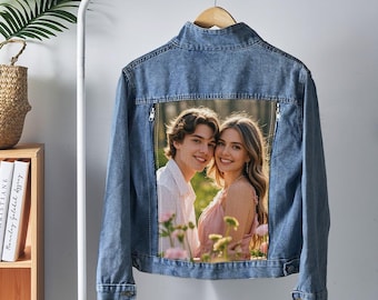 Chaqueta vaquera con foto personalizada, abrigo vaquero personalizado