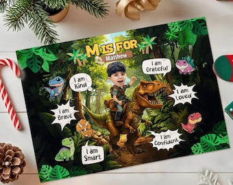 Rompecabezas de dinosaurio personalizado para niños: regalo personalizado con foto, juego único de montar dinosaurio, idea divertida para regalar en familia.