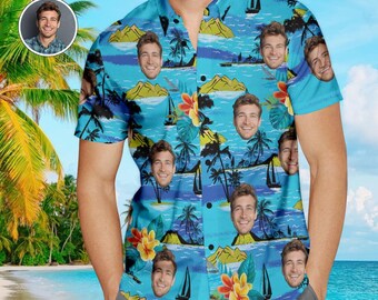 Camisa hawaiana con rostro personalizado: atuendo playero Aloha con foto personalizada