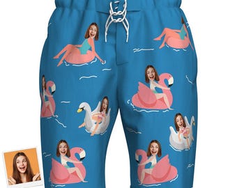 Custom Face Swim Trunks – Personalized Beach Shorts, Photo Gift