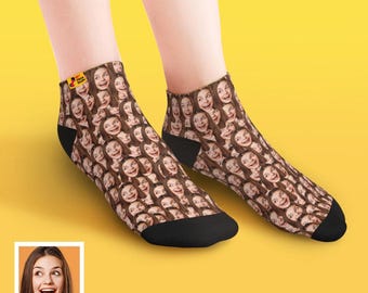 Calcetines tobilleros con foto personalizada: diseño de cara personalizado, regalo divertido