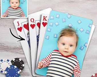 Baraja de póker con foto personalizada, con imagen y caja de regalo