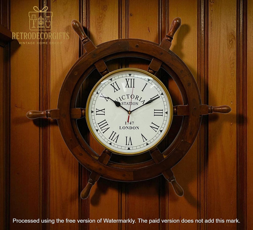 18" Nautical Ship Wheel Wall Clock | Rustic Maritime Decor - Etsy