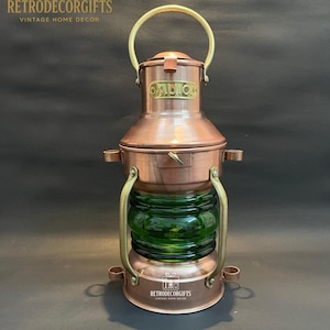 Nautical Solid Copper Antique Kerosene Oil Lantern Lamp | 10&#39;&#39; Nautical Maritime Hanging Ship Lantern | Vintage Home Decor | Christmas Gift.