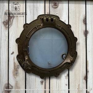 Nautical Maritime Antique Ship Porthole Mirror |12 or 15 &#39;&#39; Steampunk Gear Ship’s Hinged Wall Decor Window Porthole | Christmas Gift .