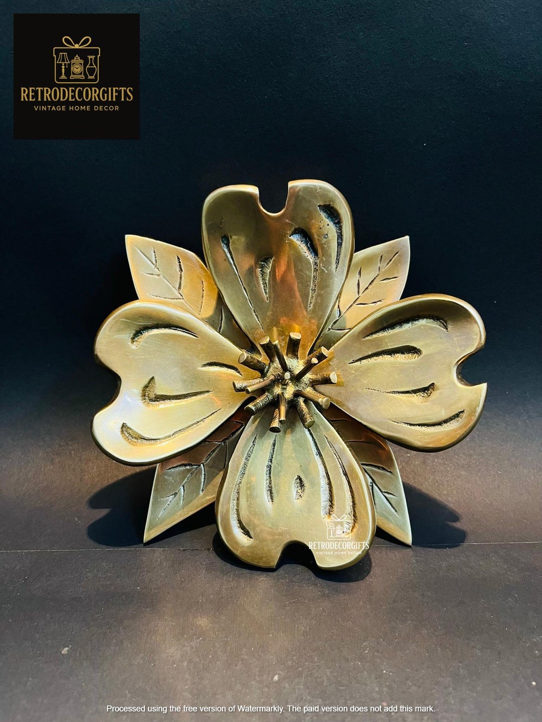 Solid Brass Dogwood Flower Door Knocker, Floral Front Door Hardware