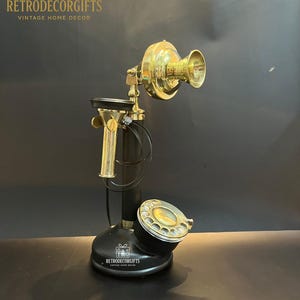 Messing Kerzenhalter Telefon - 1920er Jahre Stil Vintage Reproduktion Festnetz Wählscheibe Arbeiten Sammlerstück Wohnkultur Telefon Geschenk