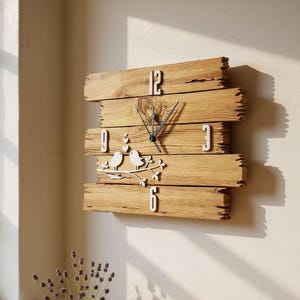 Handmade Decorative Wooden Wall Clock –  Engraved Natural Home Decor – Unique Gift for Housewarming & New Home