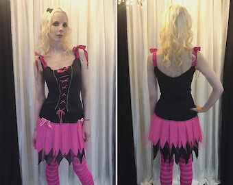 deadmoongrrrl punk princess pink corset dress