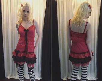 deadmoongrrrl red ruffled babydoll dress lolita vixen medium