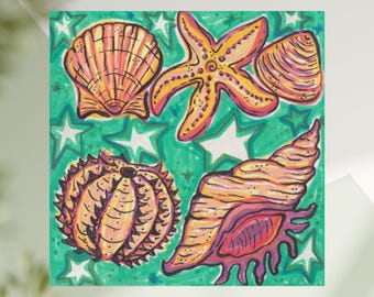Muschel Skizze Print | Handgezeichnete Küsten Illustration | Kinderzimmer Wandbild (Digitaler Download)