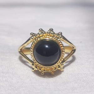 Black Onyx 925 Sterling Silver Vermeil Ring: Handmade Dainty Jewelry