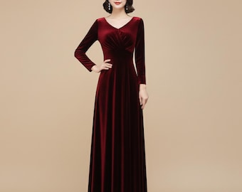besame burgundy velvet long sleeve maxi dress CRIMSON BORDEAUX DRESS | CULT MIA main image 1