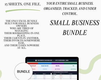 Paquete para pequeñas empresas / Hoja de cálculo de contabilidad, seguimiento de clientes, calculadora de precios / Plantilla para Excel y Google Sheets
