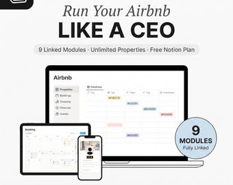 Notion Airbnb Manager | Rental Tracker, Property Dashboard, Cleaning Schedule (Digital Download)