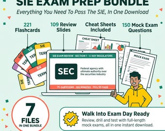 Paquete de preparación para el examen SIE 2026: Guía de estudio FINRA SIE, 221 tarjetas didácticas y 2 exámenes de práctica para candidatos a la Serie 7 y nuevos empleados - Descarga digital