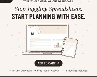 Notion Destination Wedding Planner Template | Wedding Budget Tracker, Guest RSVP, Vendor List, Seating Chart, Itinerary & Timeline