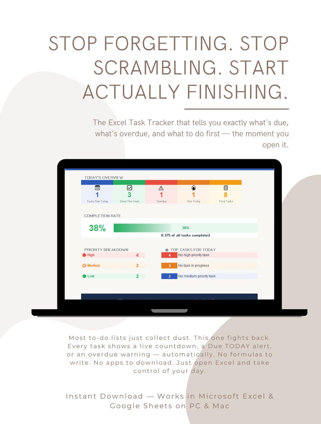 Excel Task Tracker Template | Daily Weekly to Do List, Deadline Alert ...