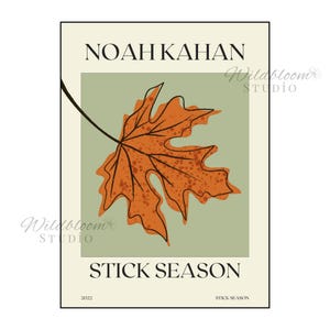 Noah Kahan &quot;Stick Season&quot; Digital Print – Minimalist Wall Art | Instant Download | A3 A4 A5 Sizes | Indie Folk Music Poster