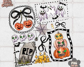 Distressed Halloween PNG, Spooky Season Gift, Vintage Ghost Pumpkin Sublimation (Digital Download)
