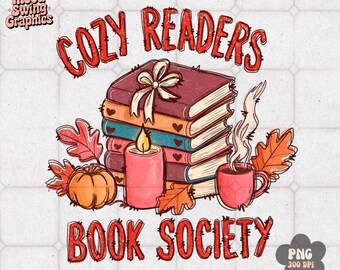 Cozy Readers Book Society PNG: Fall Sublimation Design (Digital Download)