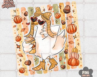 Sassy Fall Goose PNG, Pumpkin Spice Latte Autumn Sublimation, Funny Thanksgiving Gift (Digital Download)