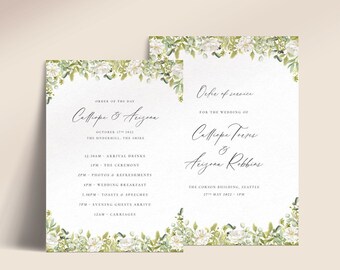 Printable Eucalyptus and White Rose Order of the Day & Order of Service Booklet - Eucalyptus