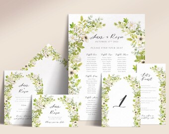 Printable Floral Arch Wedding Stationery with Bright Greens - English Garden Mega Bundle