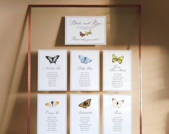 Printable Watercolour Butterfly Table Plan Cards for Wedding - Butterflies