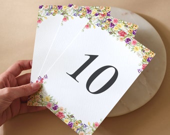 Printable Colourful Summer Flowers Wedding Table Numbers/Names - Solstice