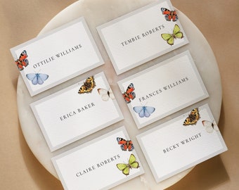 Printable Watercolour Butterfly Place Cards or Escort Cards for Wedding or Party - Butterflies