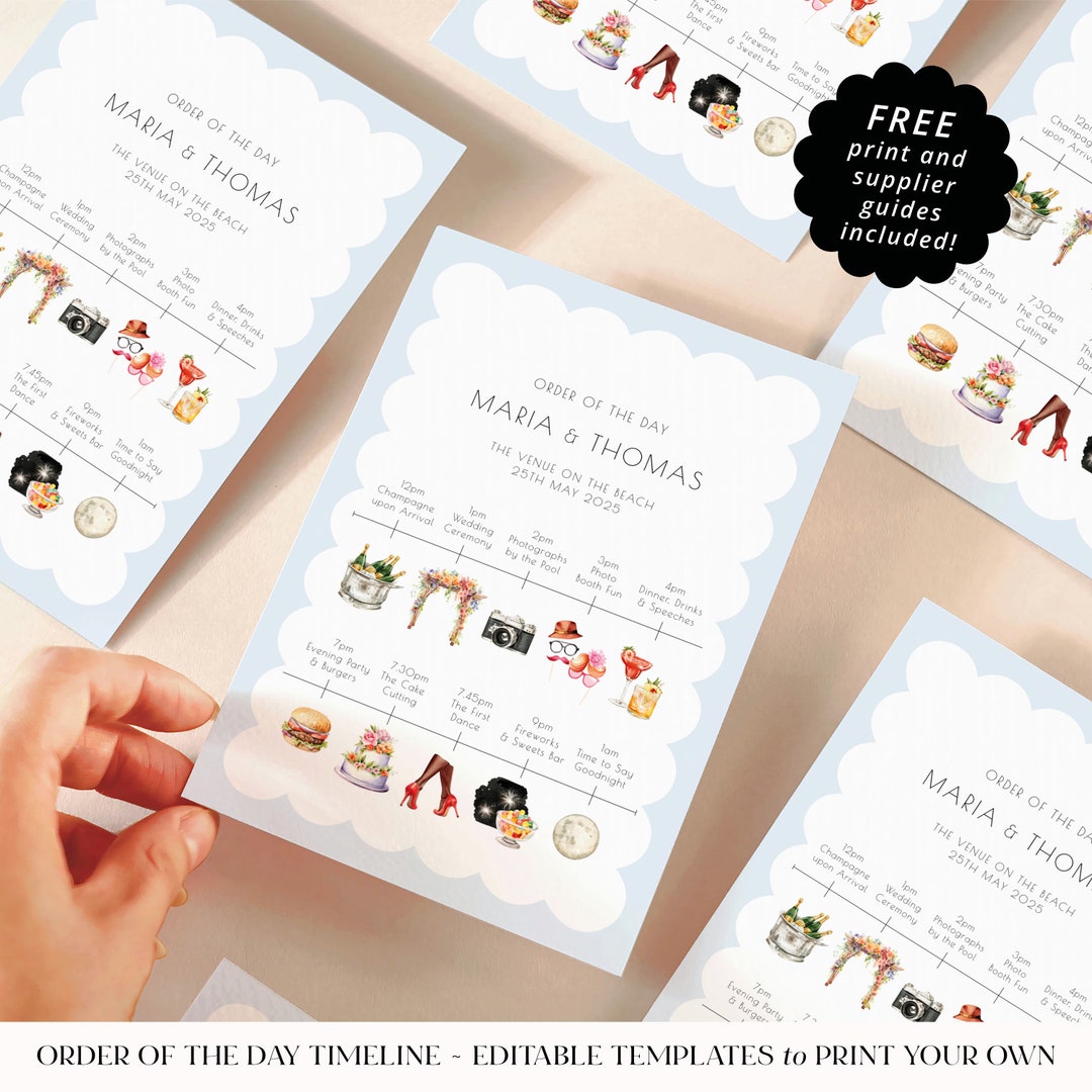 Editable Order Of The Day Timeline Cards Template Instant Printable editable-order-of-the-day-timeline-cards-template-instant-printable