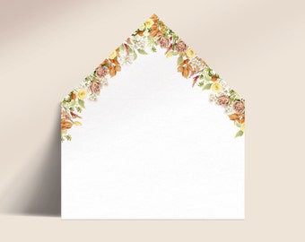 Printable Neutral Floral Wedding Envelope Liner Fall/Autumn - October