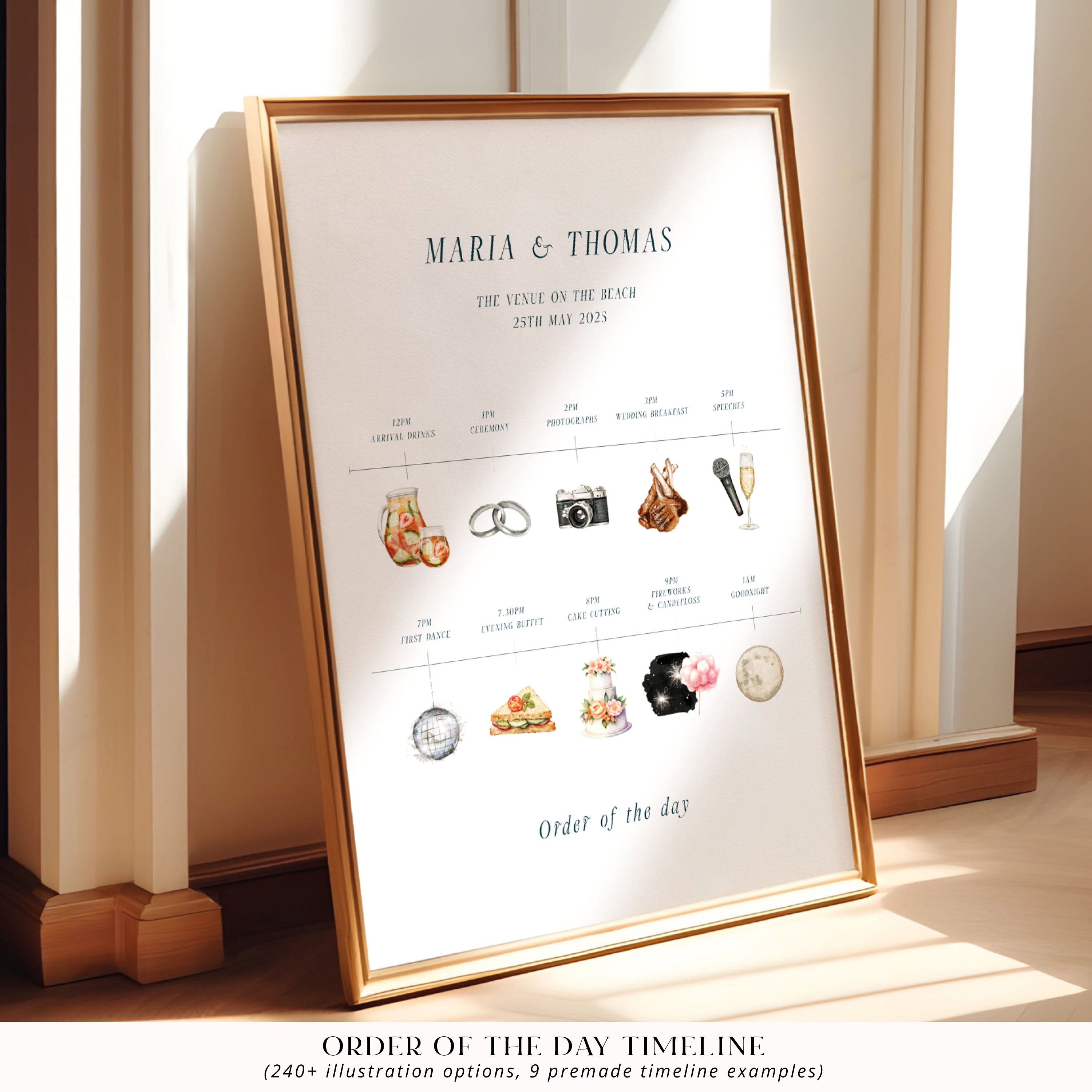 Reception Signage & Favour Sticker Template Bundle. Editable and ...