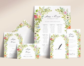 Printable Floral Arch Wedding Stationery with Bright Pastels - Pastel Garden Party Mega Bundle