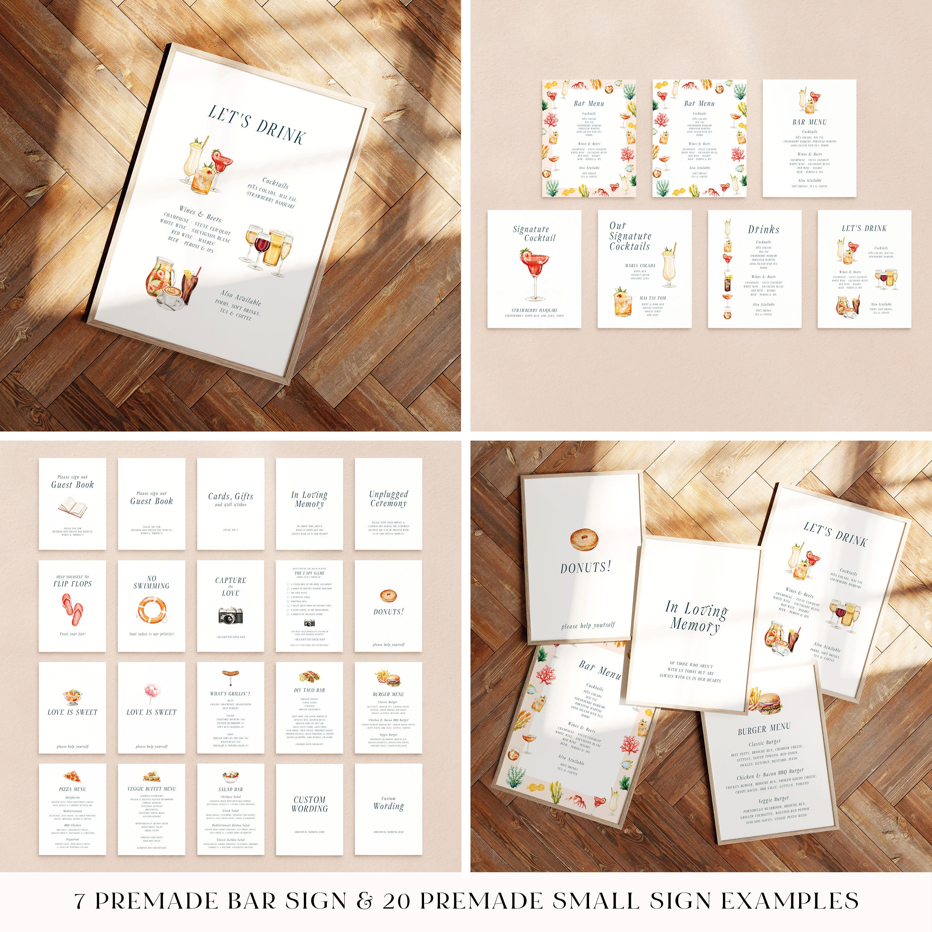 Reception Signage & Favour Sticker Template Bundle. Editable and ...