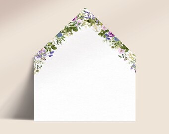 Doublure d’enveloppe de mariage à arche florale violette imprimable - Ultra Violet