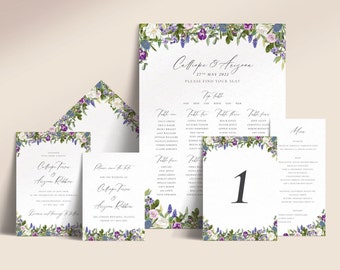 Printable Purple Floral Wedding Stationery - Ethereal Garden Mega Bundle