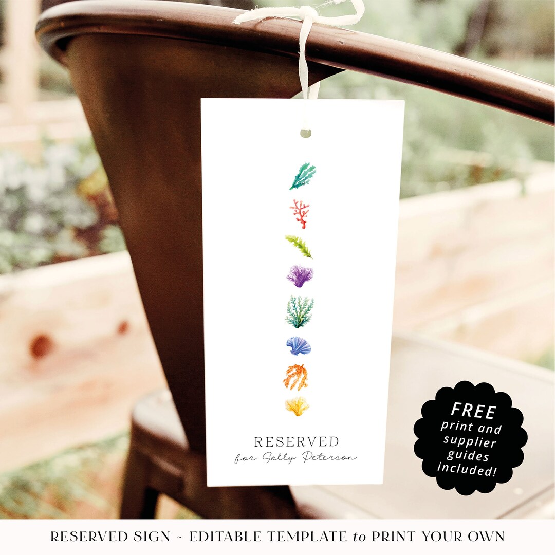 Editable Reserved Chair Sign Template. Instant Digital Download ...