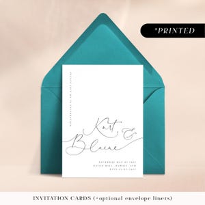 Minimal modern wedding invitations, typographic printed invites, classic monochrome wedding invitation cards