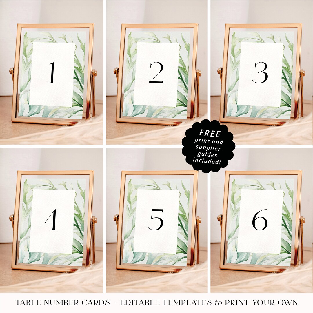 Editable Wedding Table Name. Table Number Templates. Instant Printable ...